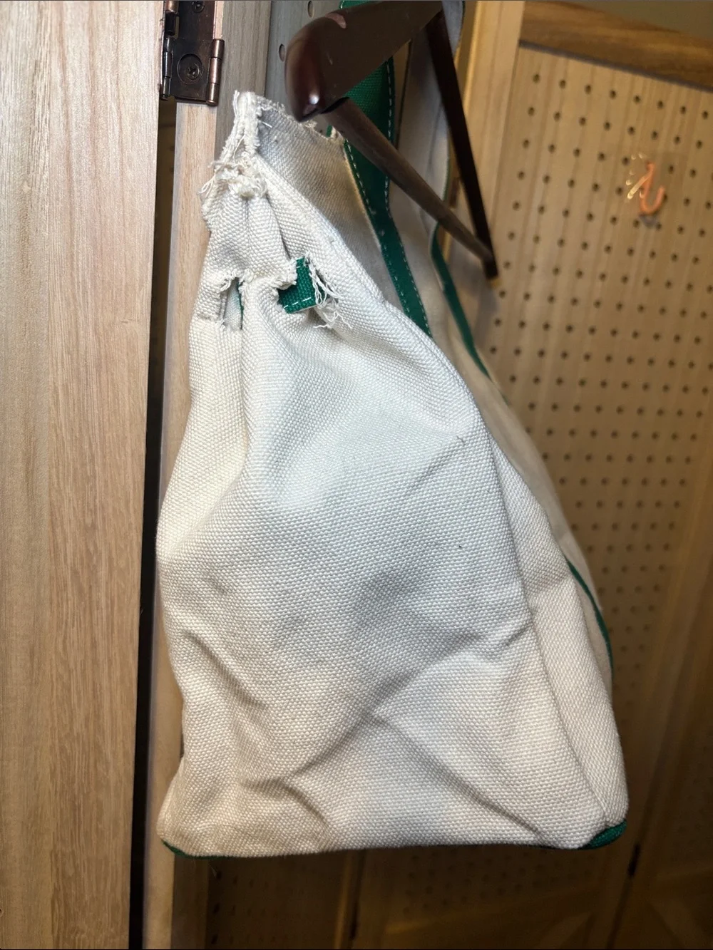 “Boatkin” absolutely precious Canvas Tote with Green Trim Birkin boat tote